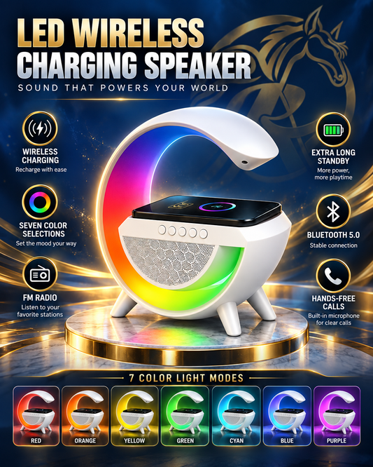 LED Wireless Charging Speaker 2301 features and seven color modes