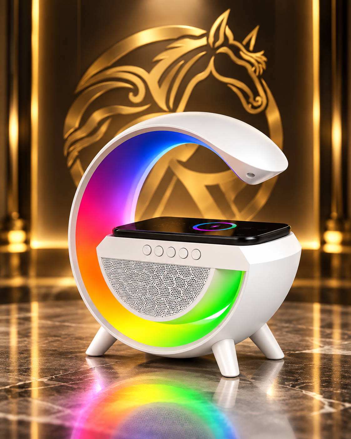 LED Wireless Charging Speaker 2301 hero image with Raakaat branding