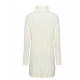 Knit Dress with High Neck and Short Skirt Design