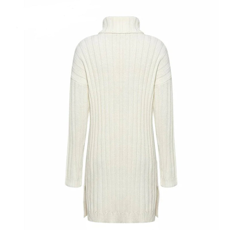 Knit Dress with High Neck and Short Skirt Design