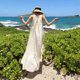 Sleeveless Long Dress with Ruffled Hem for Women