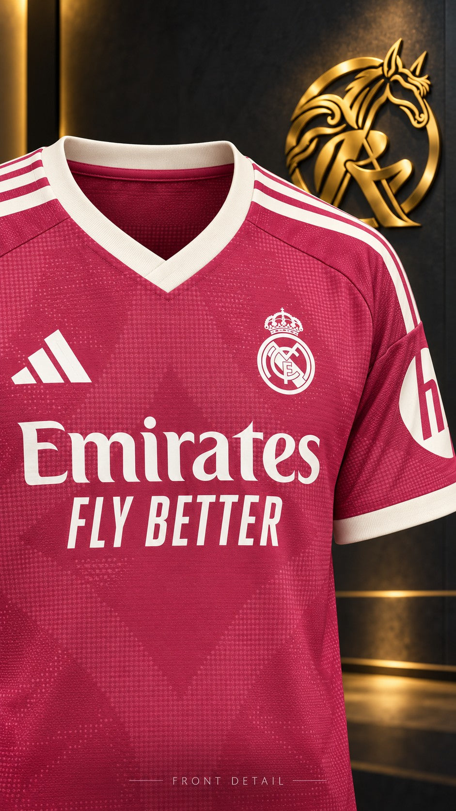 Real Madrid pink football jersey detail view | Raakaat