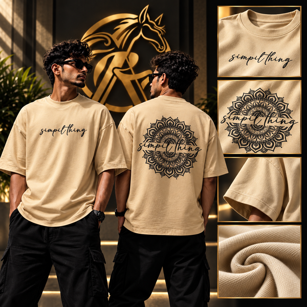 Raakaat beige Simpil Thing oversized graphic T-shirt print and fabric details