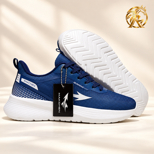 MAKCHEN Men's Navy & White Lace-Up Sneakers — product and outsole view