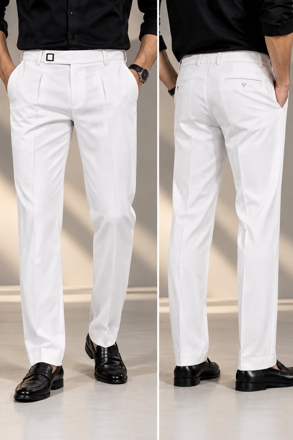 Men’s Premium White Relaxed Fit Formal Pants