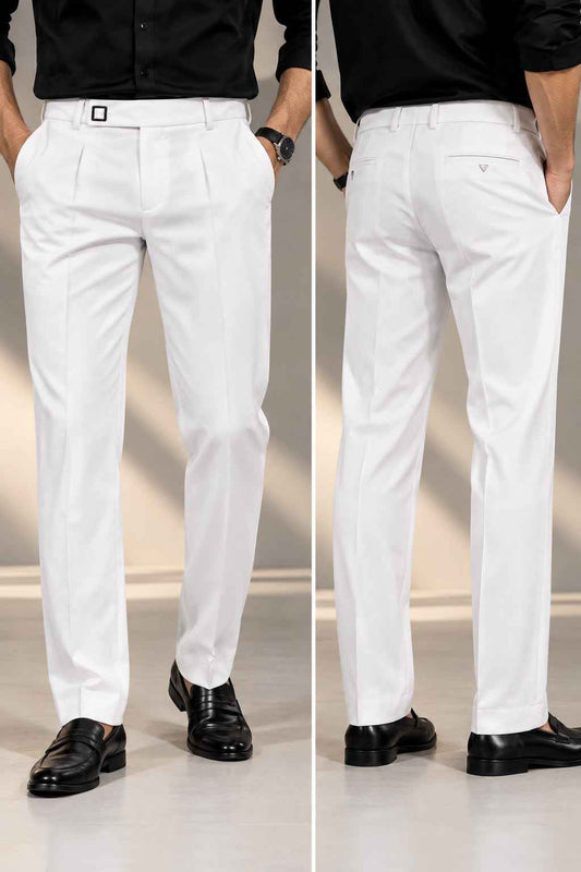 Men’s Premium White Relaxed Fit Formal Pants