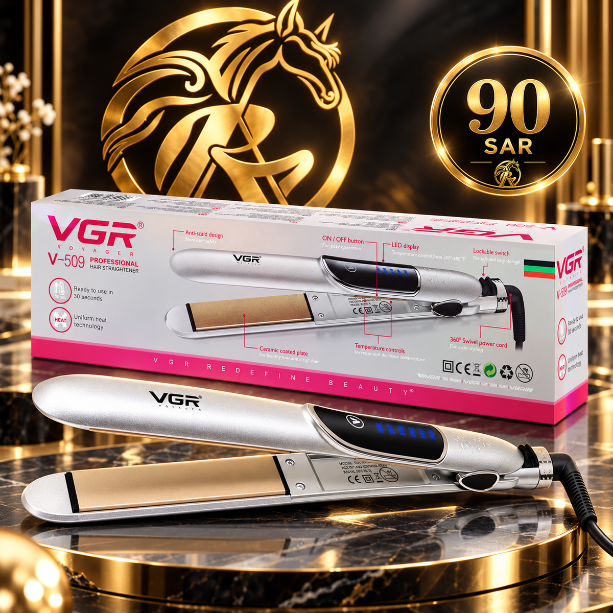VGR V-509 professional hair straightener with ceramic plates - Raakaat