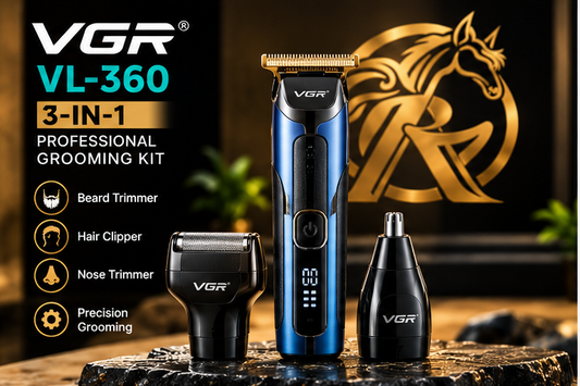 VGR VL-360 3-in-1 grooming kit hero image with Raakaat branding